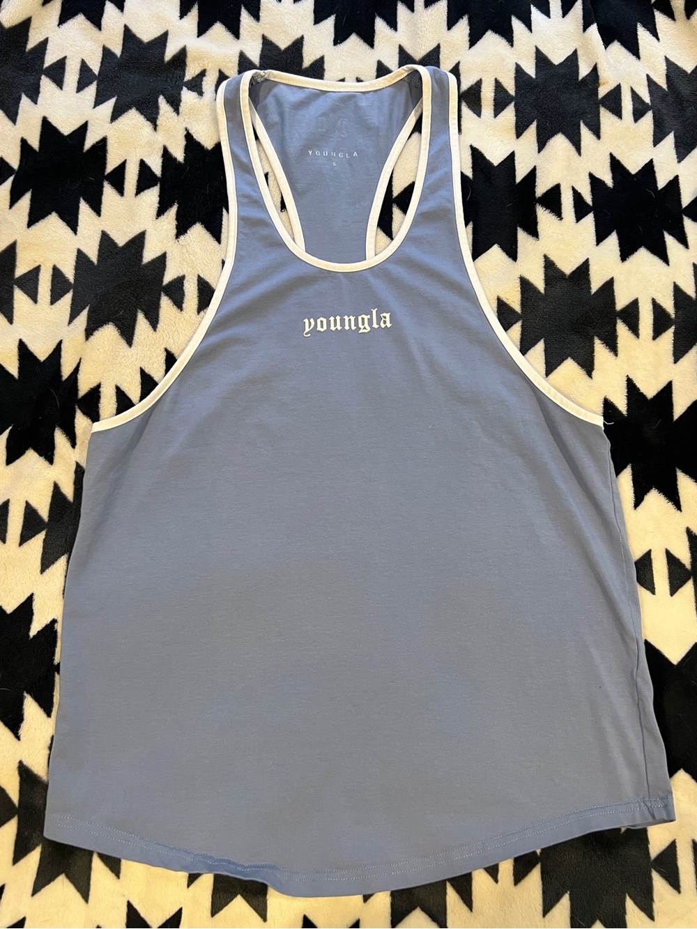 YoungLA Blue Tank with White Trim and Center Logo
